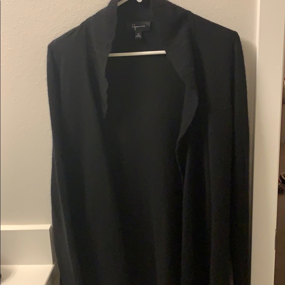 Aqua cashmere long black cardigan